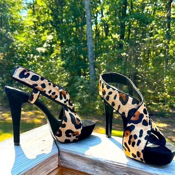 Diane Von Furstenberg Leopard Print Pony Hair Platform Heels – Size 8 - Picture 14 of 17